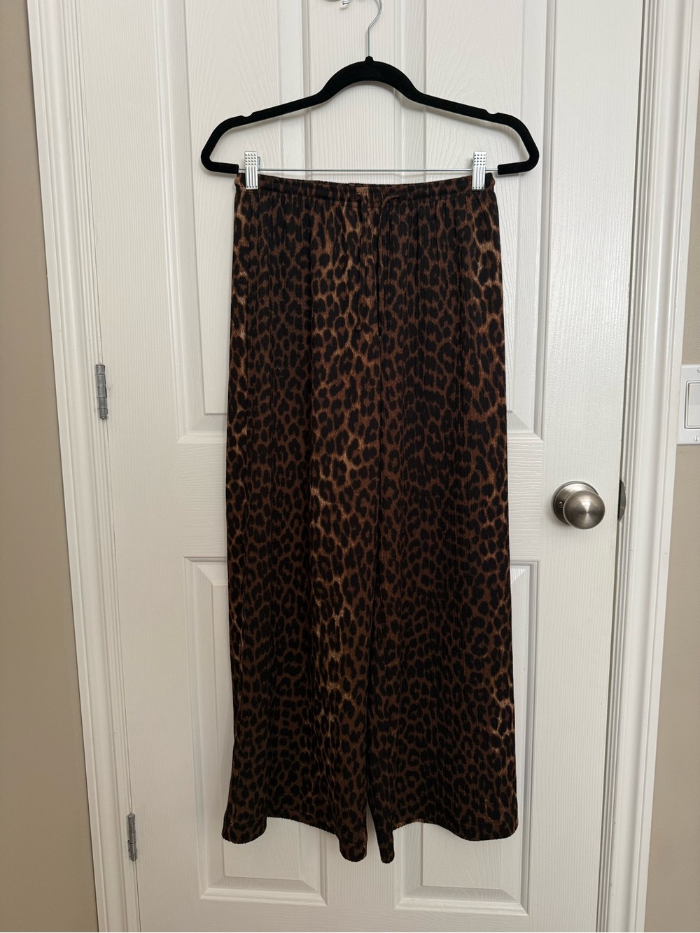 H&M Brown and Black Leopard Print Wide-Leg Pants